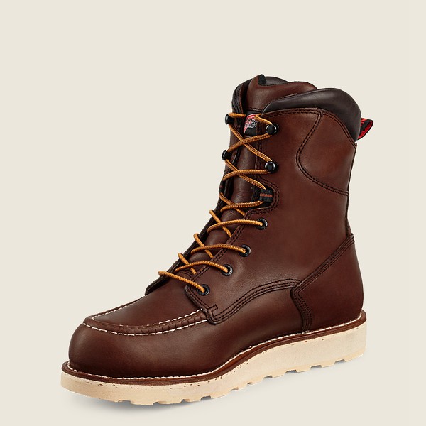 Mens Red Wing Traction Tred - 8-inch Waterproof Soft Toe - Work Boots Burgundy - WIH036812